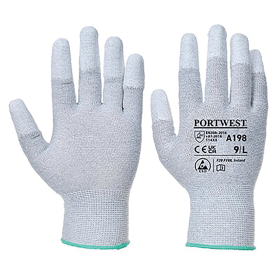 Portwest Anti Static PU Fingertip Gloves Grey Small 12 Pack 860464 F
