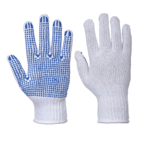 Portwest Classic Polka Dot Gloves White Blue Large 12 Pack 865526 F