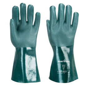 Portwest Double Dipped PVC Gauntlet 35cm Green Large 12 Pack 863861 F