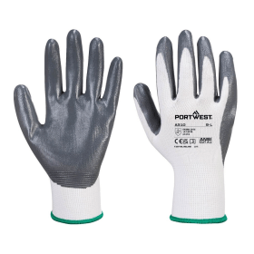 Portwest Flexo Grip Nitrile Gloves Grey White Small 12 Pack 869820 F
