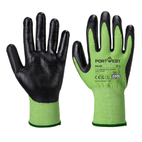 Portwest Green Cut Gloves Nitrile Foam Green Black XL 12 Pack 861528 F