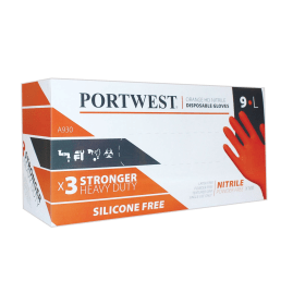 Portwest Orange HD Disposable Glove Orange L 100 Pack 870689 F