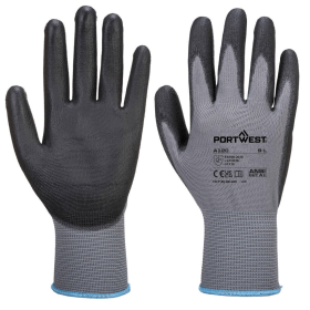 Portwest PU Palm Gloves 2XL Grey Black 12 Pack A120G8RXXL 866494 F
