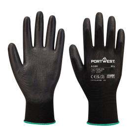 Portwest PU Palm Gloves Black XS 12 Pack 866487 F