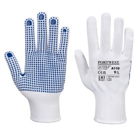 Portwest Polka Dot Gloves White Blue XS 12 Pack 861806 F