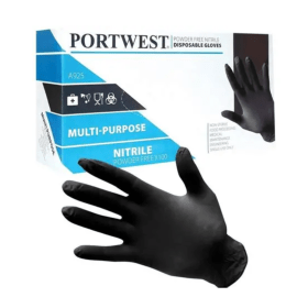 Portwest Powder Free Nitrile Disposable Glove Black Large 100 Pack 870104 F