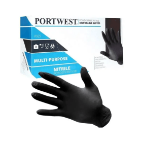Portwest Powder Free Nitrile Disposable Glove Black Small 100 Pack 870106 F