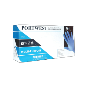 Portwest Powder Free Nitrile Disposable Glove Blue L 100 Pack 870664 F