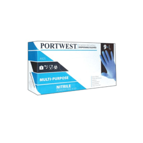 Portwest Powder Free Nitrile Disposable Glove Blue Medium 100 Pack 870665 F