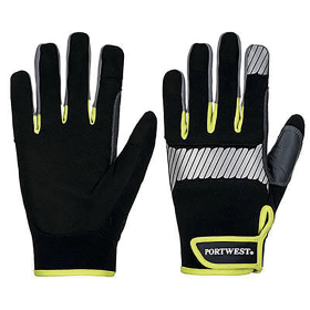 Portwest Pw3 General Utility Gloves Black Yellow Large 12 Pack 872736 F