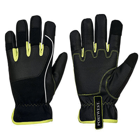 Portwest Pw3 Tradesman Gloves Black Yellow Large 12 Pack 872731 F