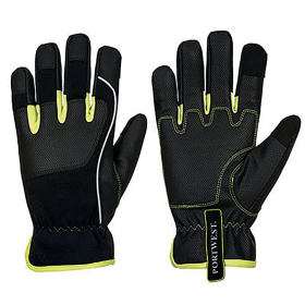 Portwest Pw3 Tradesman Gloves Black Yellow Small 12 Pack 872733 F
