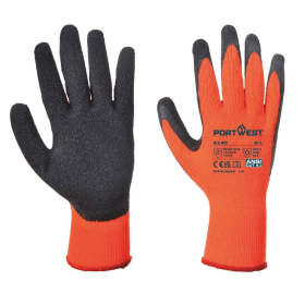 Portwest Thermal Grip Gloves Latex Orange Black 2XL 12 Pack 692427 F