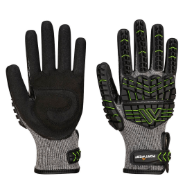 Portwest VHR15 Nitrile Foam Impact Gloves Black Green XL 12 Pack 865167 F