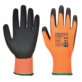 Portwest Vis Tex Cut Resistant Gloves PU Orange Black Small 12 Pack 863352 F