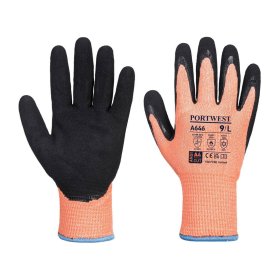 Portwest Vis Tex Winter Cut D13 Nitrile Gloves Orange Black Medium 12 Pack 866709 F