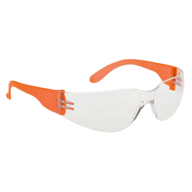 Portwest Wrap Around Safety Glasses Clear Orange 12 Pack POW25929 F