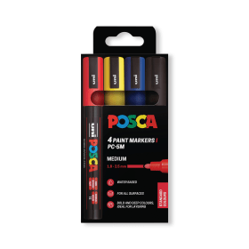 Posca 5M Bullet Tip Paint Markers Medium Assorted 4 Pack MI06558 F
