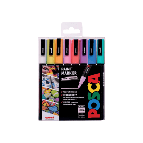 Posca PC 3M Paint Markers Fine Pastel Assorted 8 Pack 572202 F