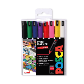 Posca Uni PC 1MR Paint Marker Extra Fine Assorted 8 Pack 153544841 MI00363 F