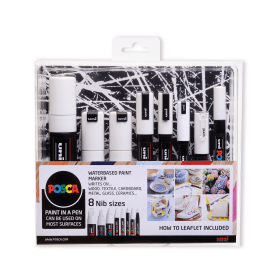 Posca Uni Paint Marker Assorted Nib Sizes White 8 Pack 153544531 MI01189 F