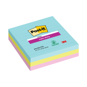 Post It Super Sticky XL Notes 70 Sheets 101mm x 101mm Lined Miami 3 Pack 478227 F