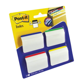 Post it Index Angled Filing Tabs 50mm x 38mm Assorted 24 Tabs 102137 F