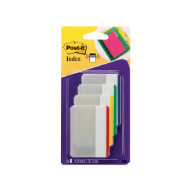 Post it Index Flat Filing Tabs 50.6x38mm Assorted 24 Pack 686 F1 152331 F