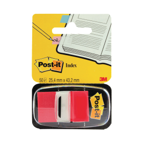 Post it Index Tabs Dispenser 25x43mm Red 50 Pack 680 1 50 100250 F