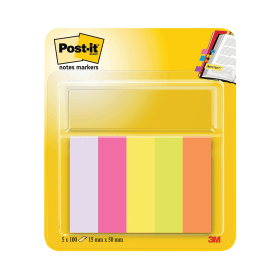 Post it Notes Markers 15x50mm Assorted Neon 500 Pack 670 5 132045 F
