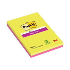 Post it Notes Super Sticky 45 Sheets 127mm x 203mm Assorted 2 Pack 103977 F