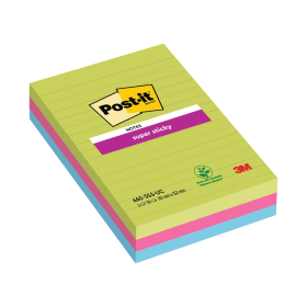Post it Notes Super Sticky 90 Sheets 101mm x 152mm Lined Ultra 3 Pack 128584 F