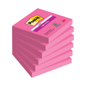 Post it Notes Super Sticky 90 Sheets 76mm x 76mm Fuchsia 6 Pack 461183 F