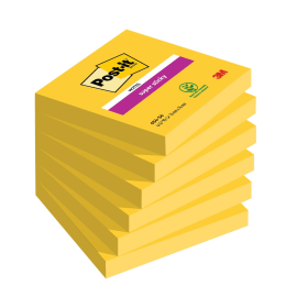 Post it Notes Super Sticky 90 Sheets 76mm x 76mm Ultra Yellow 6 Pack 102898 F