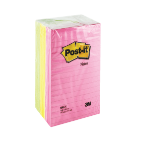 Post it Notes XXL 100 Sheets 101mm x 152mm Lined Neon Assorted 6 Pack 105233 F