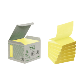 Post it Recycled Z Notes 100 Sheets 76mm x 76mm Canary Yellow 6 Pack 115391 F