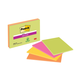 Post it Super Sticky 45 Sheets 200mm x 149mm Neon Assorted 4 Pack 104298 F