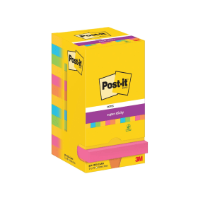 Post it Super Sticky 90 Sheets 76mm x 76mm Carnival 12 Pack 493465 F