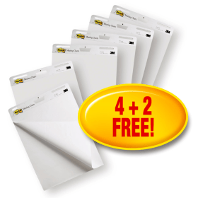 Post it Super Sticky Meeting Chart 635x762mm 30 Sheets White 4 Pack 2 FREE 6 Pack 7000052624 484116 F