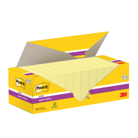Post it Super Sticky Notes 90 Sheets 76mm x 76mm Canary Yellow 12 pack 12 FREE 24 Pack 797922 F