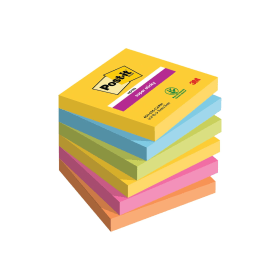 Post it Super Sticky Notes 90 Sheets 76mm x 76mm Carnival 6 Pack 441443 F