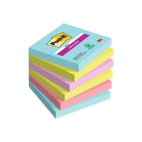 Post it Super Sticky Notes 90 Sheets 76mm x 76mm Cosmic 6 Pack 477008 F