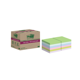 Post it Super Sticky Recycled 70 Sheets 76mm x 76mm Assorted 12 Pack 787872 F