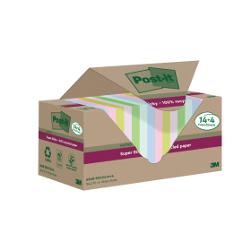 Post it Super Sticky Recycled 70 Sheets 76mm x 76mm Assorted 18 Pack 787871 F