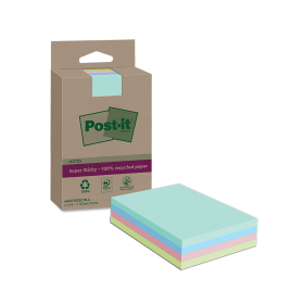 Post it Super Sticky Recycled Notes 45 Sheets 102mm x 152mm Lined Assorted 4 Pack 830597 F