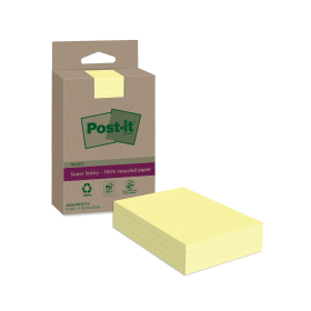 Post it Super Sticky Recycled Notes 45 Sheets 102mm x 152mm Lined Yellow 4 Pack 830598 F