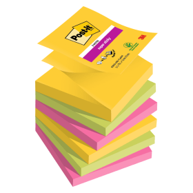 Post it Super Sticky Z Notes 90 Sheets 76mm x 76mm Carnival Colours 6 Pack