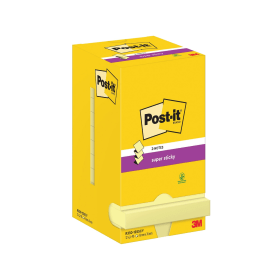 Post it Super Sticky Z Notes 90 Sheets 76mm x 76mm Yellow 12 Pack 364439 F