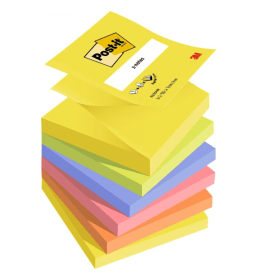 Post it Z Notes 100 Sheets 76mm x 76mm Neon Rainbow 6 Pack