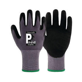 Pred Graphite Cut 1 Safety Gloves Nitrile Micro Foam Palm Coated Black Grey XS 931045 F